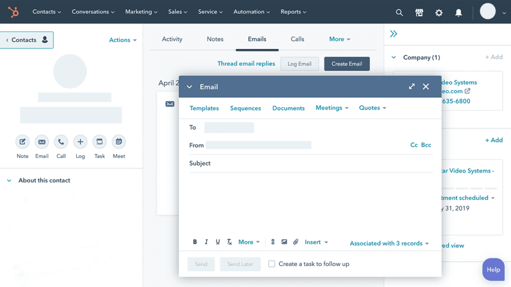 Hubspot  task management dashboard layout