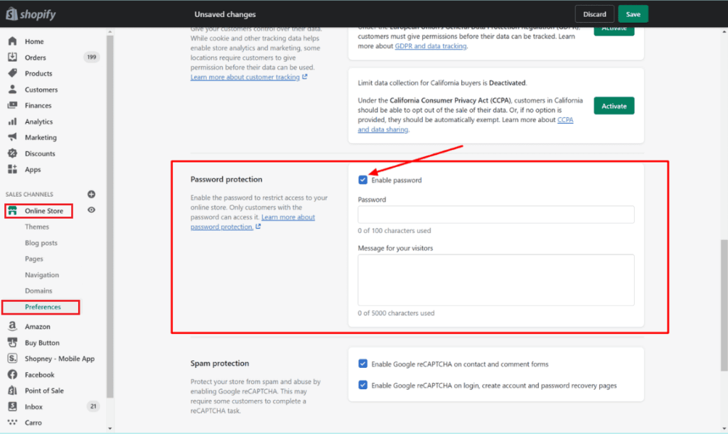 Enable Password Protection