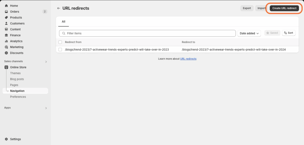 Redirect 3 for 404 Error in Shopify
