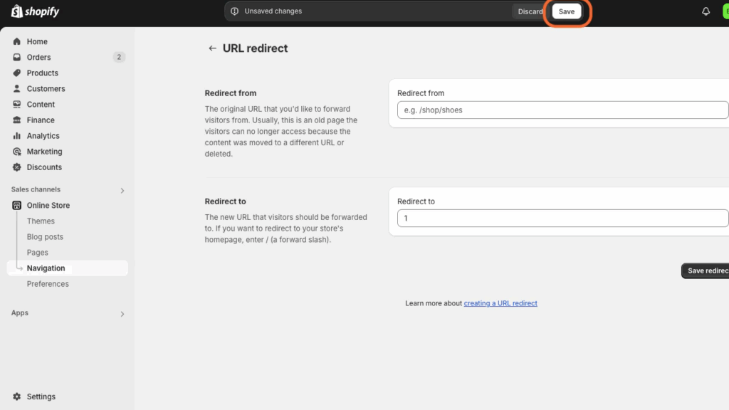 Redirect 4 for 404 Error in Shopify