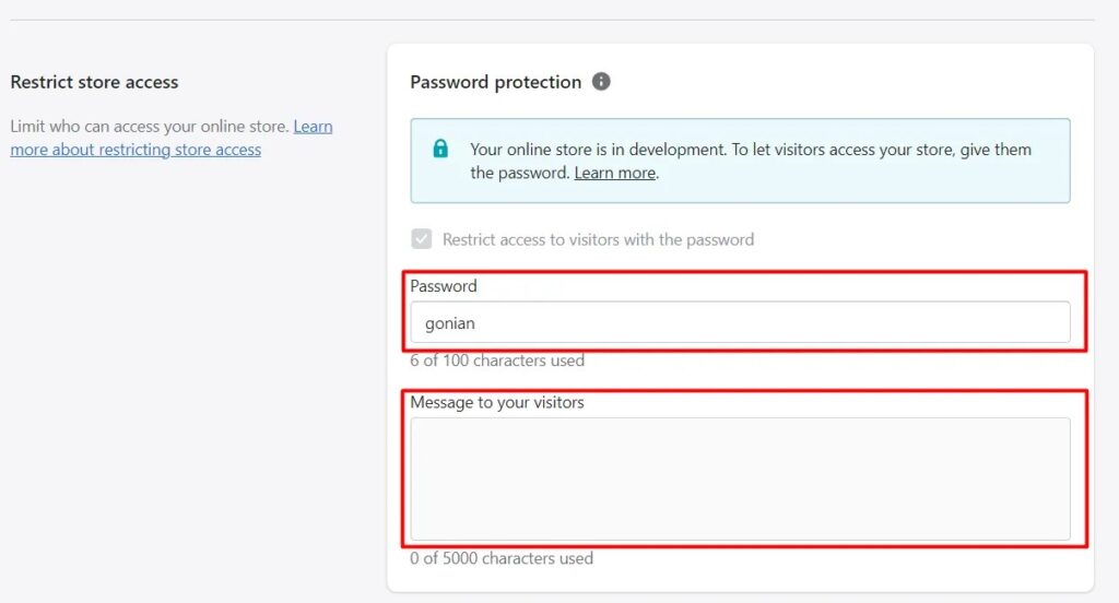 Set password & Message
