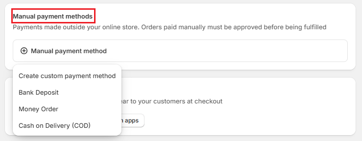 Manual Payment method Manual Payment method