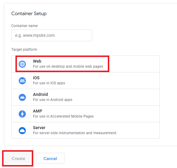 Choose Web & Create Choose Web & Create