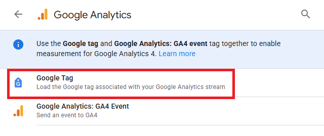 Google Tag in GA4 Google Tag in GA4