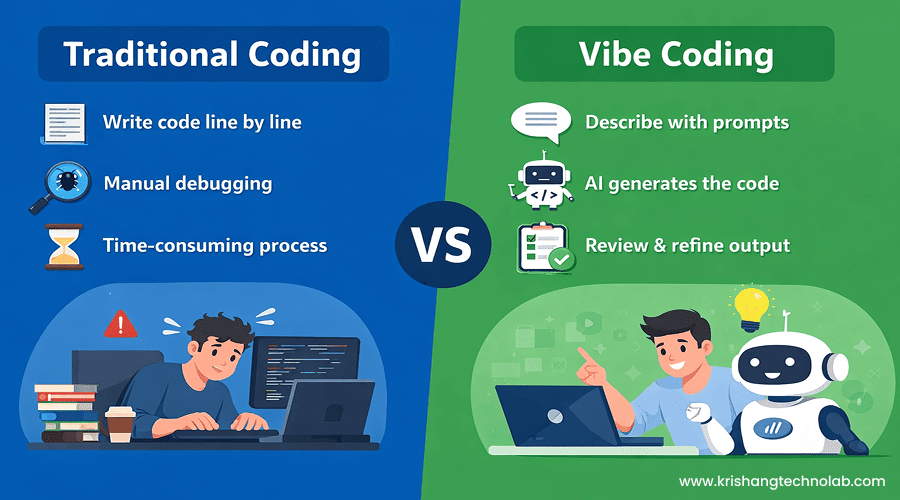 Traditional coding vs Vibe Coding