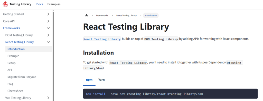 React Testing Library