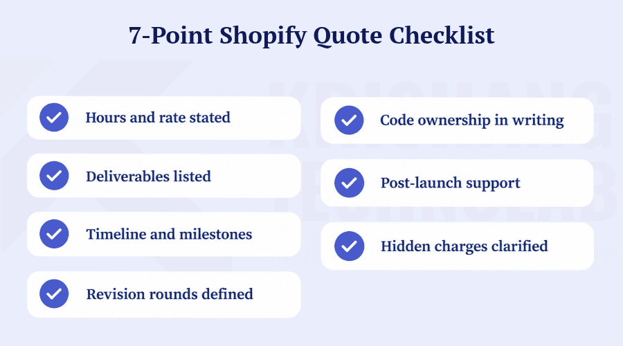 Shopify Quote Checklist